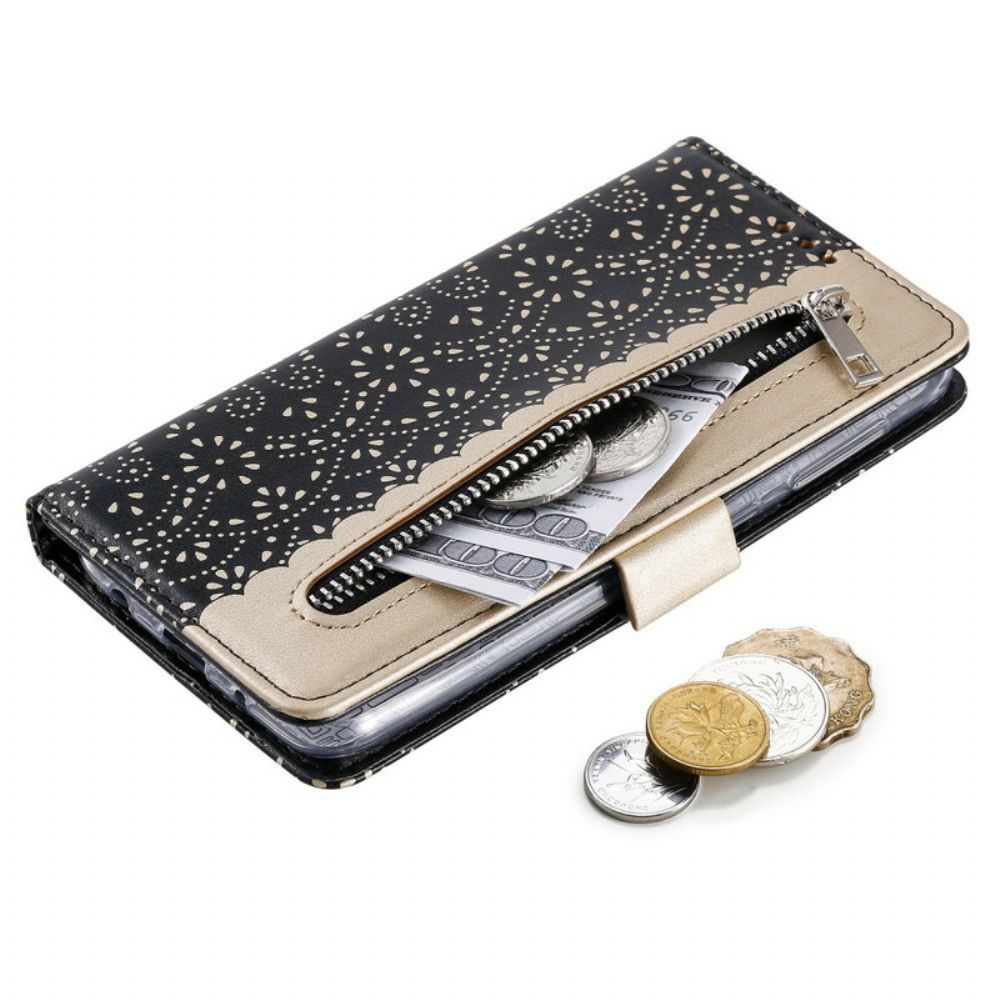 Folio-hoesje voor Samsung Galaxy A10 Met Ketting Coin Purse Met Veters