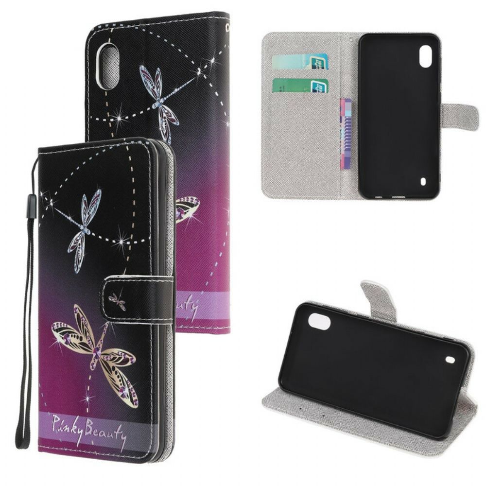 Folio-hoesje voor Samsung Galaxy A10 Met Ketting Thong Libellen