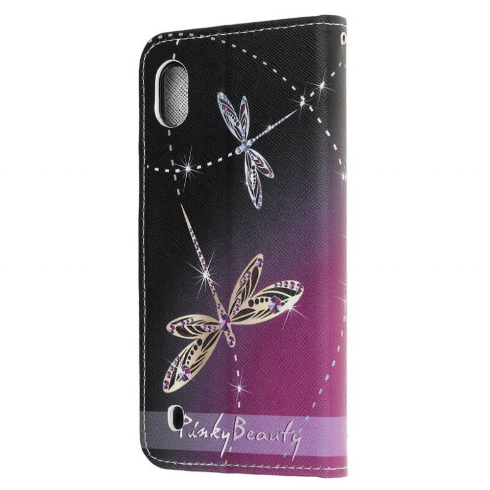 Folio-hoesje voor Samsung Galaxy A10 Met Ketting Thong Libellen