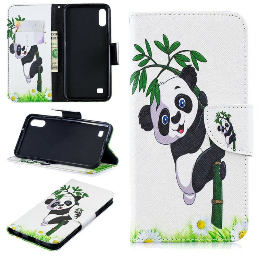 Folio-hoesje voor Samsung Galaxy A10 Panda Op Bamboe