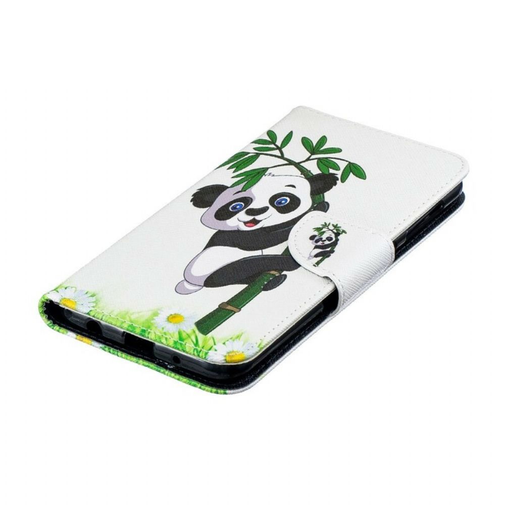 Folio-hoesje voor Samsung Galaxy A10 Panda Op Bamboe