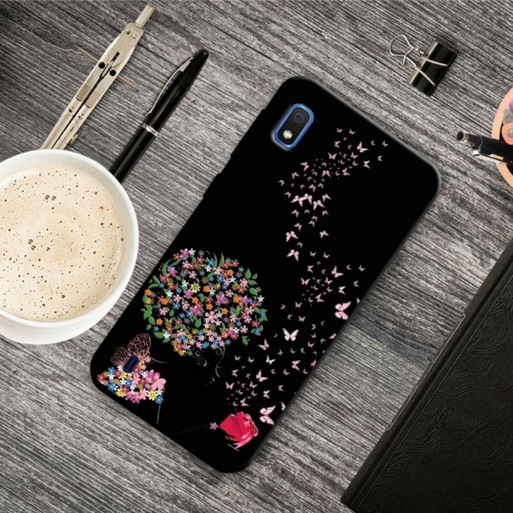 Hoesje voor Samsung Galaxy A10 Vrouw Met Bloemhoofd