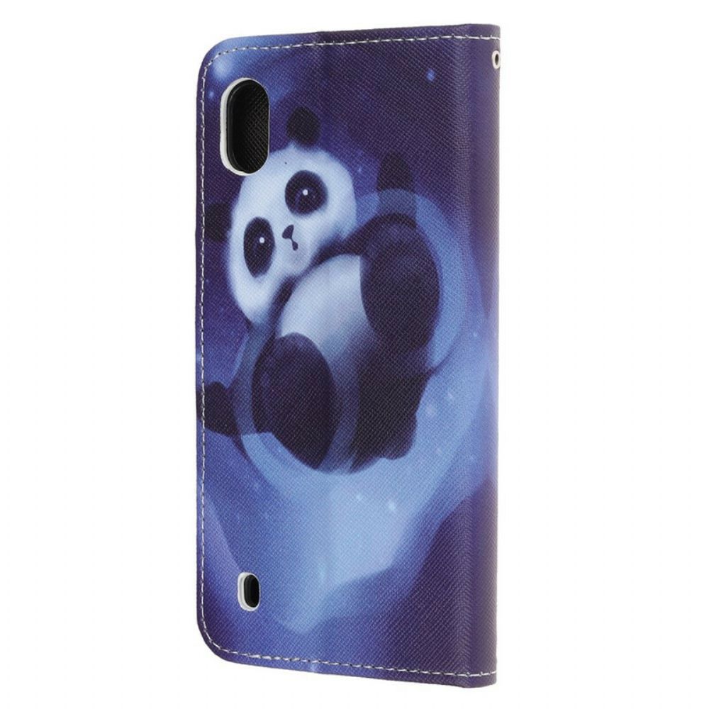 Leren Hoesje voor Samsung Galaxy A10 Met Ketting Thong Space Panda