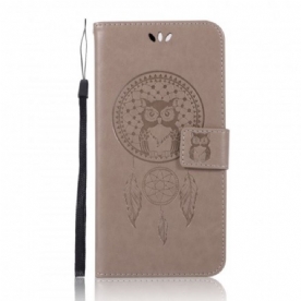 Flip Case voor Honor View 20 Leer Effect Catch Dreams Owl