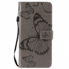 Leren Hoesje voor Honor View 20 Met Ketting Reusachtige Vlinders Met Bandjes