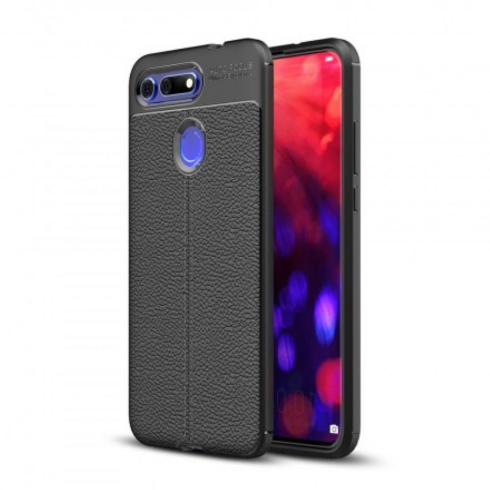 Telefoonhoesje voor Honor View 20 Dubbellijns Litchi Leder Effect