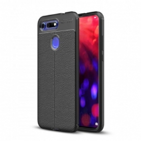 Telefoonhoesje voor Honor View 20 Dubbellijns Litchi Leder Effect