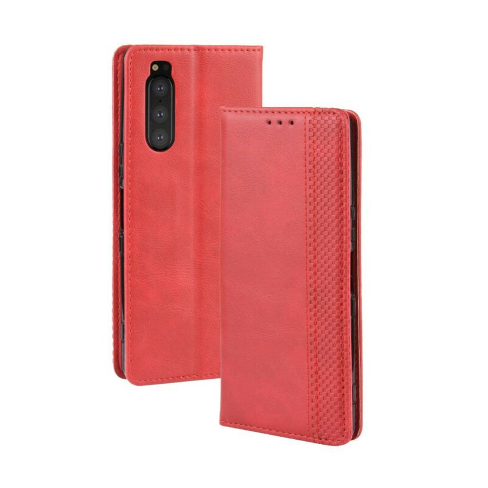 Bescherming Hoesje voor Sony Xperia 5 Folio-hoesje Vintage Gestileerd Leereffect