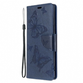 Folio-hoesje voor Sony Xperia 5 Met Ketting Bandje Met Vlinderprint