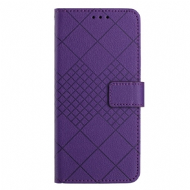 Bescherming Hoesje Xiaomi 14 Litchi-textuurdiamanten Met Riem