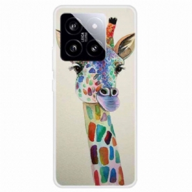 Case Hoesje Xiaomi 14 Telefoonhoesje Kleurrijke Giraffe