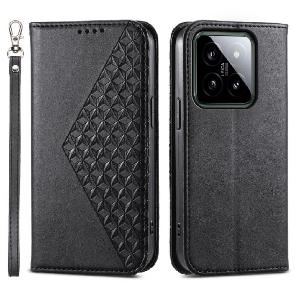 Folio-hoesje Voor Xiaomi 14 3d-diamantontwerp Met Riem