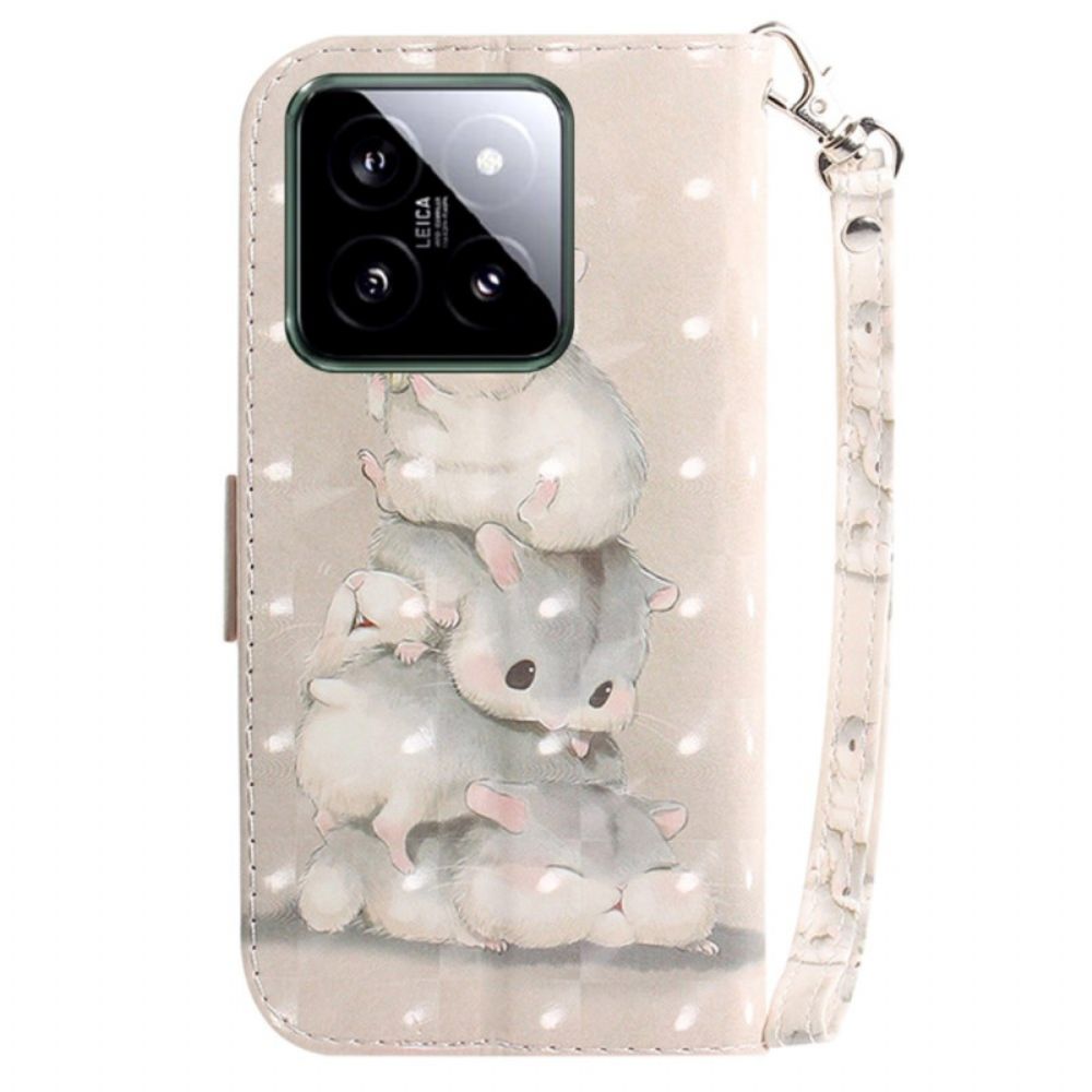 Folio-hoesje Xiaomi 14 Hamsters Met Riem