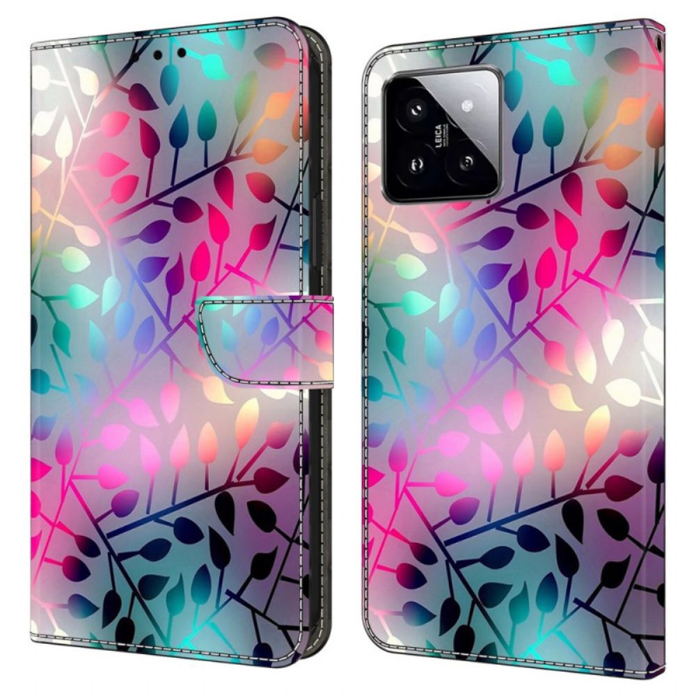 Leren Hoesje Xiaomi 14 Esdoornbladeren Bescherming Hoesje