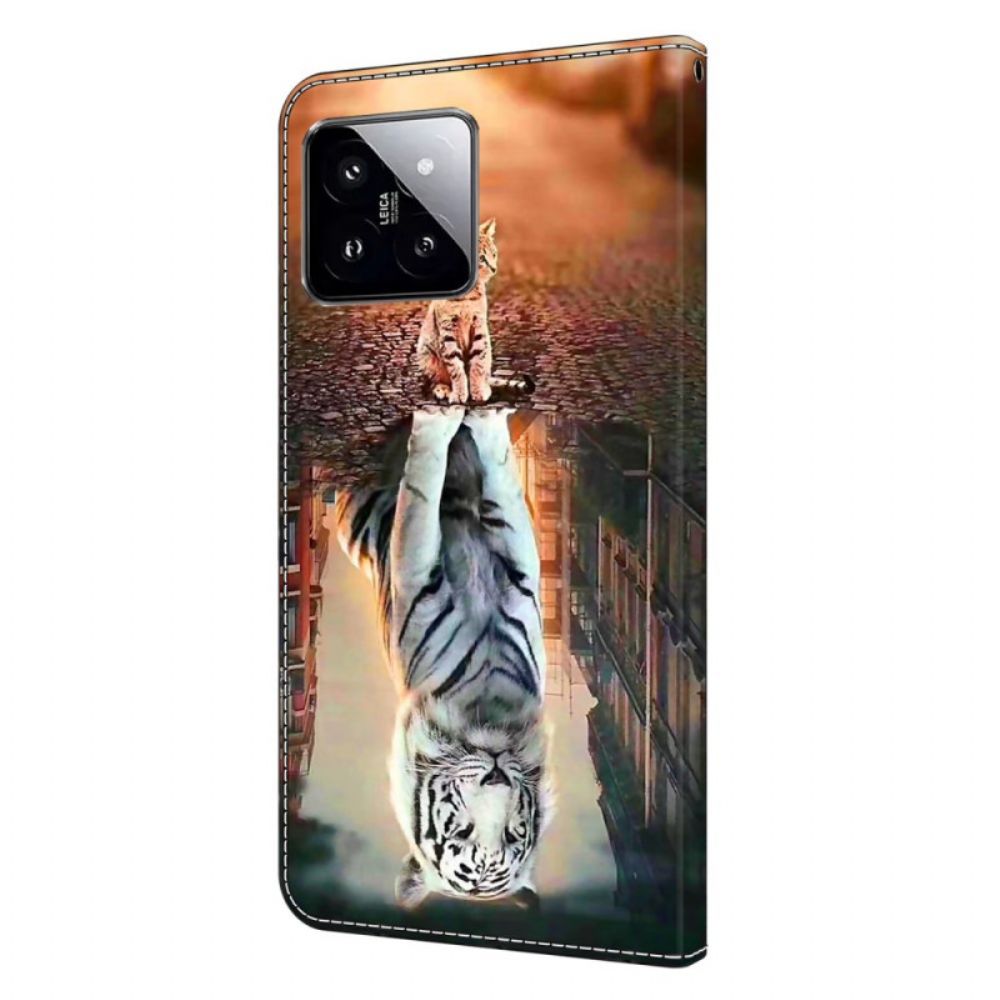 Leren Hoesje Xiaomi 14 Kittendroom Bescherming Hoesje