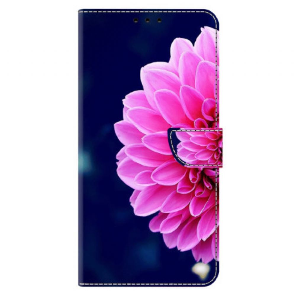 Leren Hoesje Xiaomi 14 Roze Bloem Bescherming Hoesje