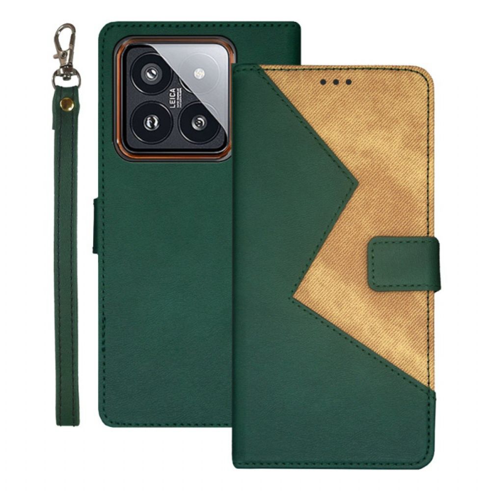 Leren Hoesje Xiaomi 14 Tweekleurige Idewei Bescherming Hoesje