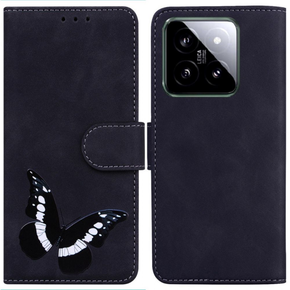 Leren Hoesje Xiaomi 14 Vlinderpatroon Bescherming Hoesje