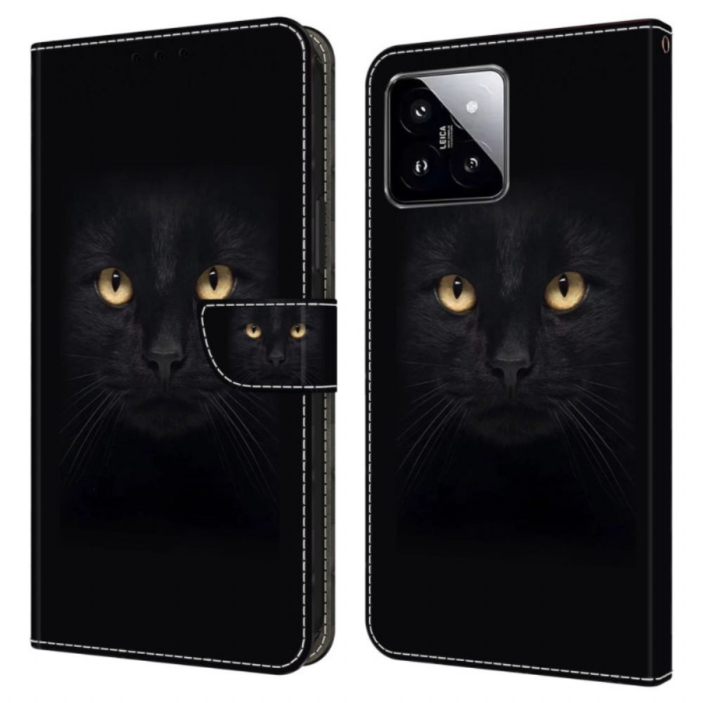 Leren Hoesje Xiaomi 14 Zwarte Kat Bescherming Hoesje