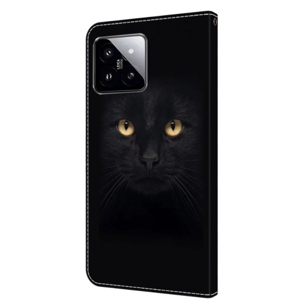 Leren Hoesje Xiaomi 14 Zwarte Kat Bescherming Hoesje