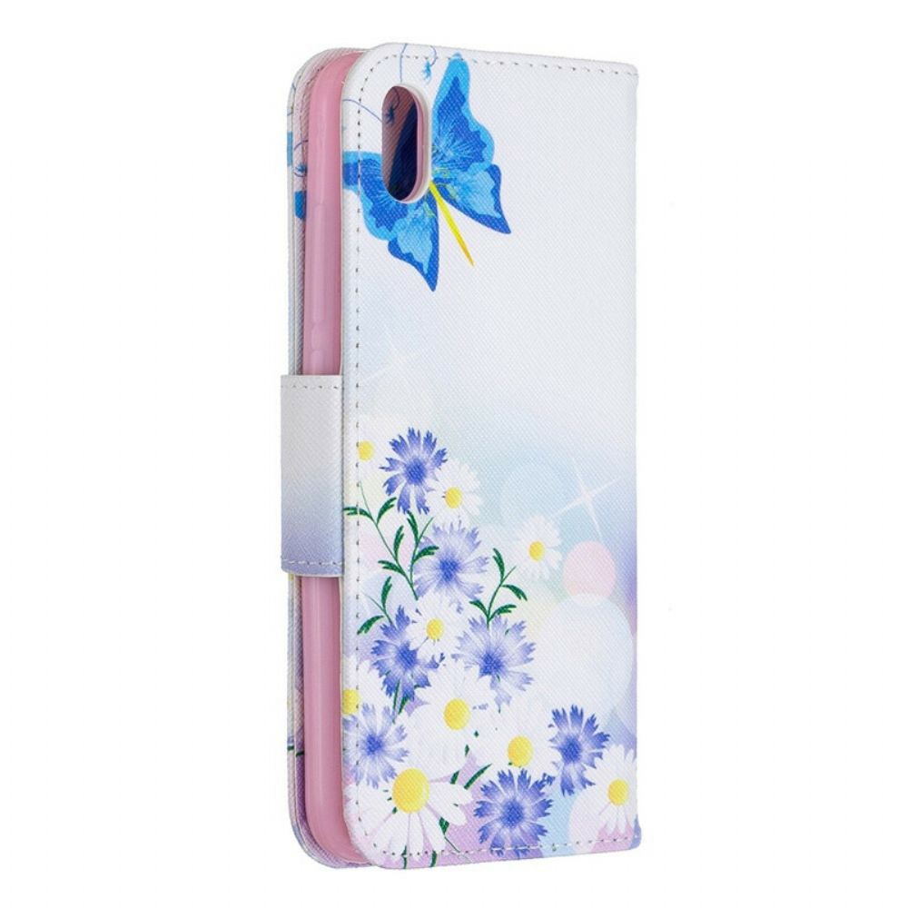 Folio-hoesje voor Xiaomi Redmi 7A Geschilderde Vlinders En Bloemen