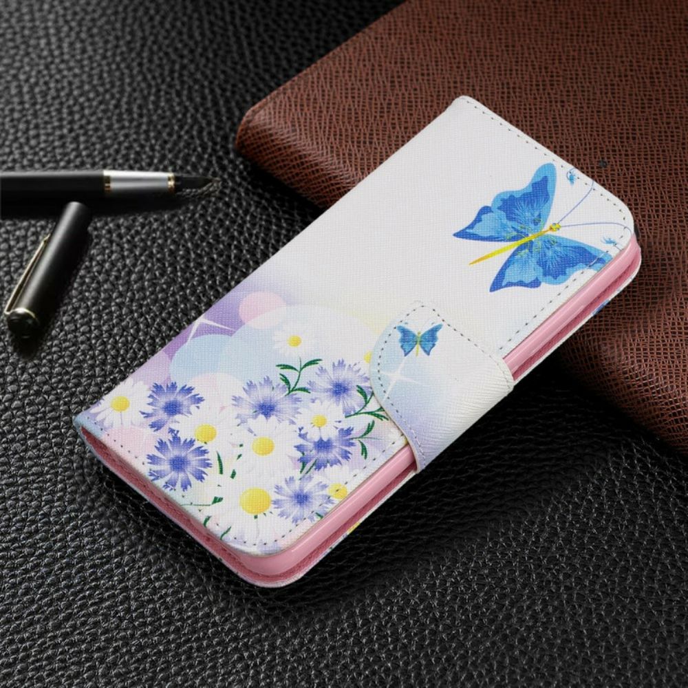 Folio-hoesje voor Xiaomi Redmi 7A Geschilderde Vlinders En Bloemen