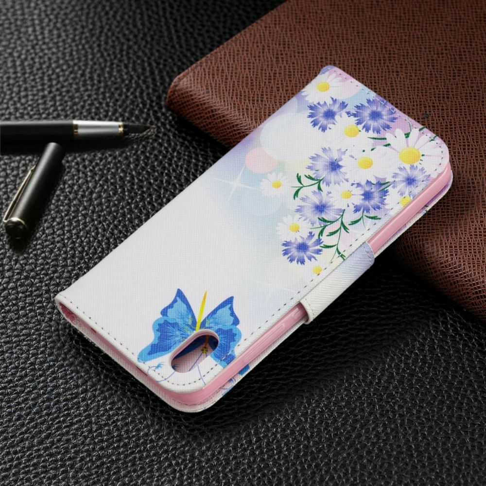 Folio-hoesje voor Xiaomi Redmi 7A Geschilderde Vlinders En Bloemen