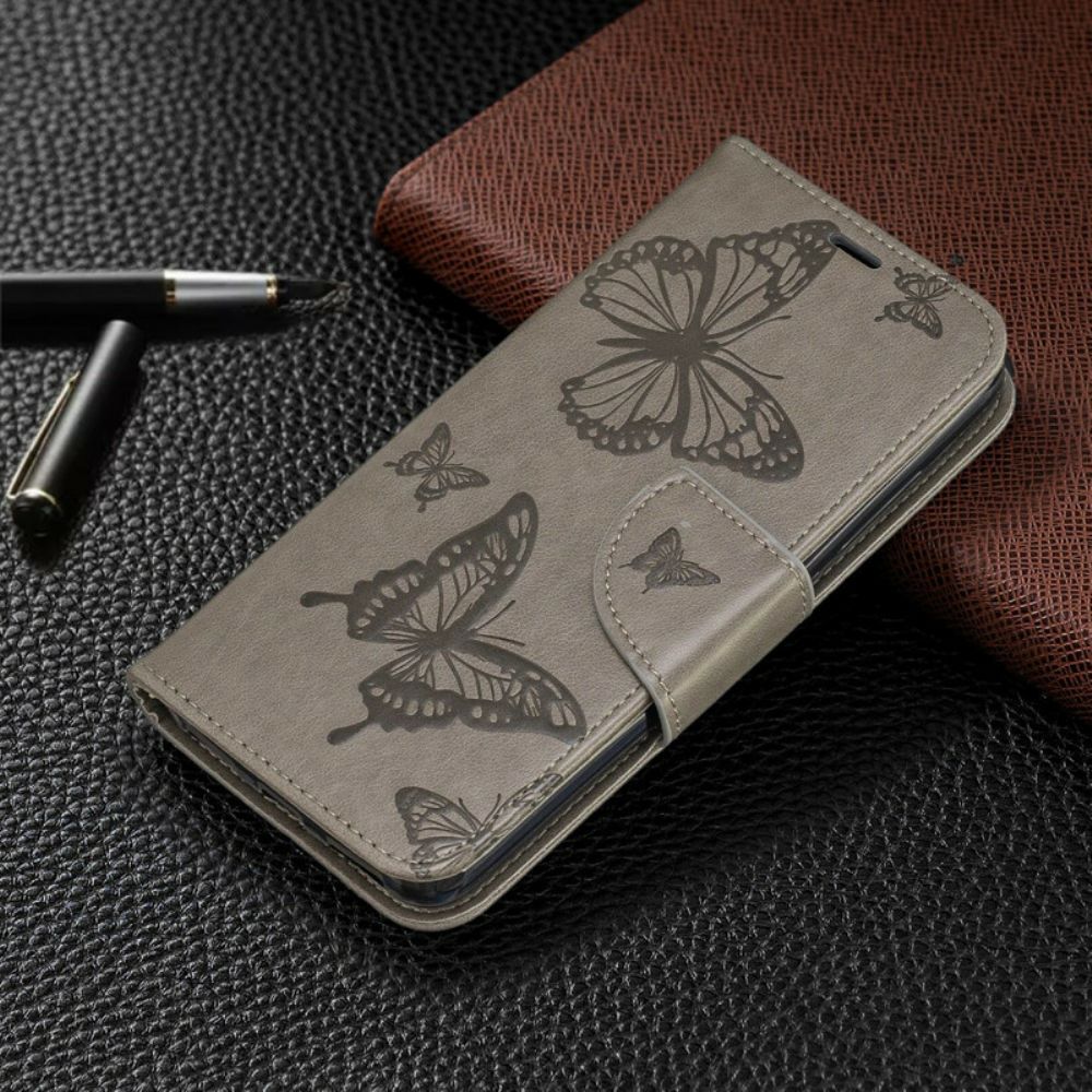 Folio-hoesje voor Xiaomi Redmi 7A Met Ketting Bandje Met Vlinderprint