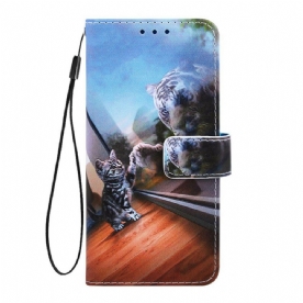 Folio-hoesje voor Xiaomi Redmi 7A Met Ketting Overpeinzingen Van Ernest De Kat Met Bandjes