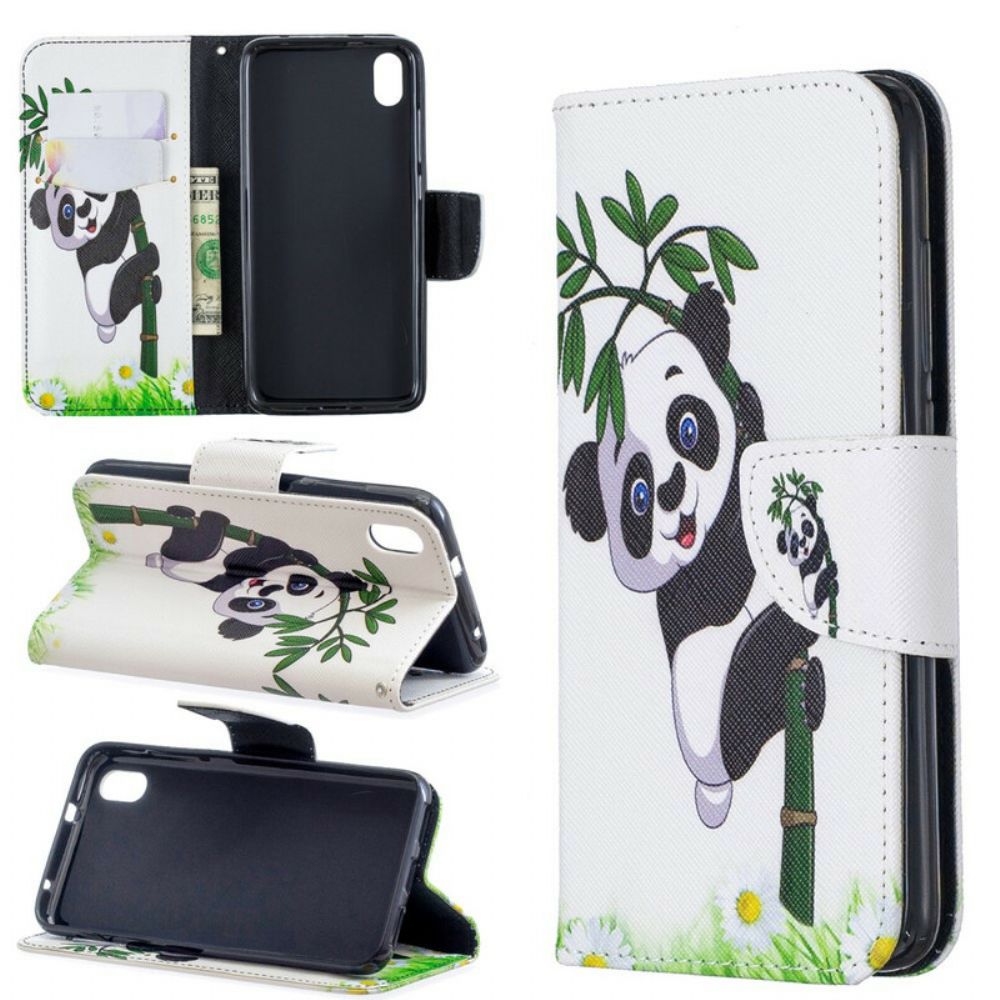 Folio-hoesje voor Xiaomi Redmi 7A Panda Op Bamboe