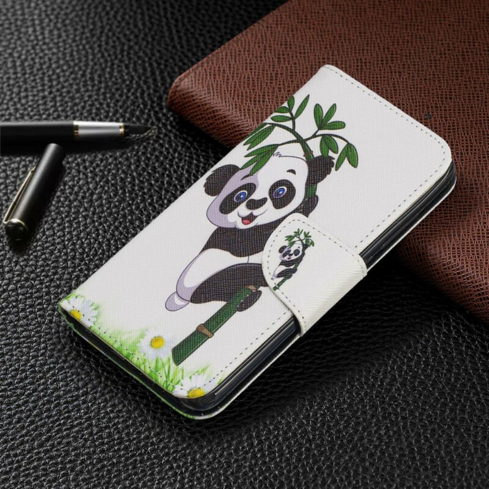 Folio-hoesje voor Xiaomi Redmi 7A Panda Op Bamboe