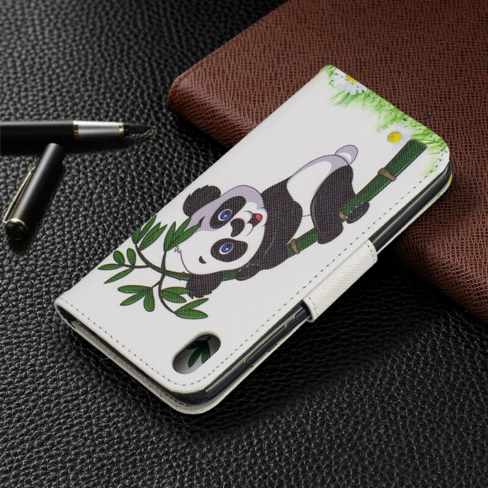 Folio-hoesje voor Xiaomi Redmi 7A Panda Op Bamboe