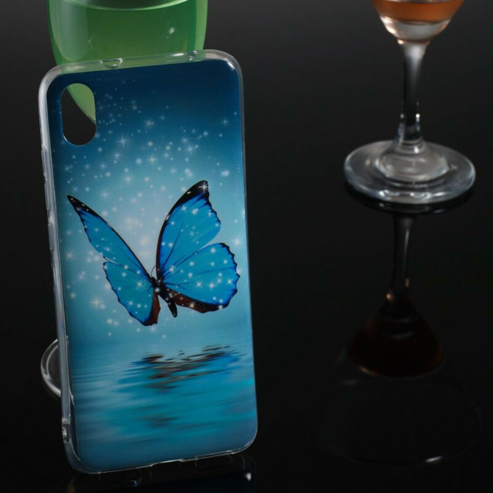 Hoesje voor Xiaomi Redmi 7A Fluorescerende Blauwe Vlinder