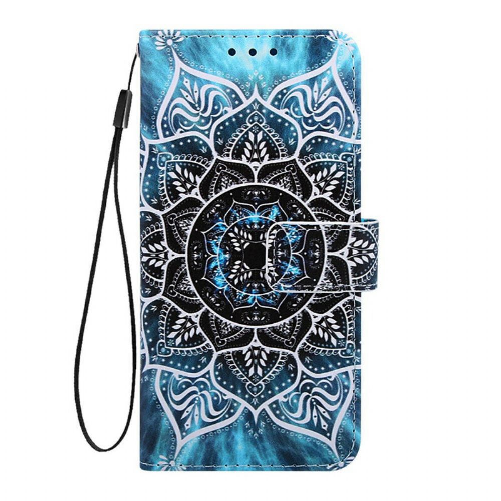 Leren Hoesje voor Xiaomi Redmi 7A Met Ketting Mandala Met Zwarte Bandjes