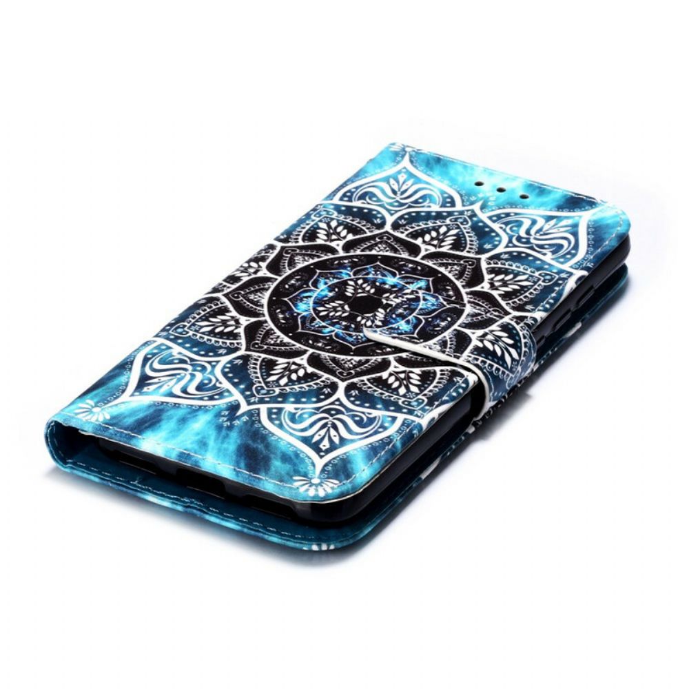 Leren Hoesje voor Xiaomi Redmi 7A Met Ketting Mandala Met Zwarte Bandjes