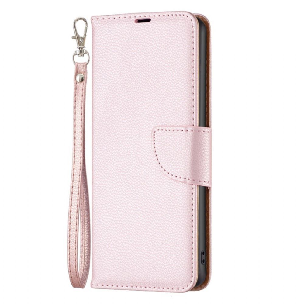 Flip Case Leren Xiaomi Redmi Note 13 Pro 5g Litchi Kunstleer Met Riem