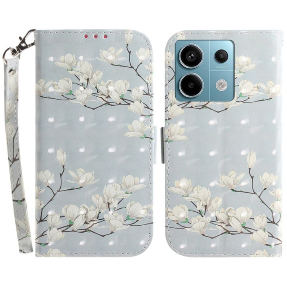 Folio-hoesje Xiaomi Redmi Note 13 Pro 5g Telefoonhoesje Lanière Magnolia's