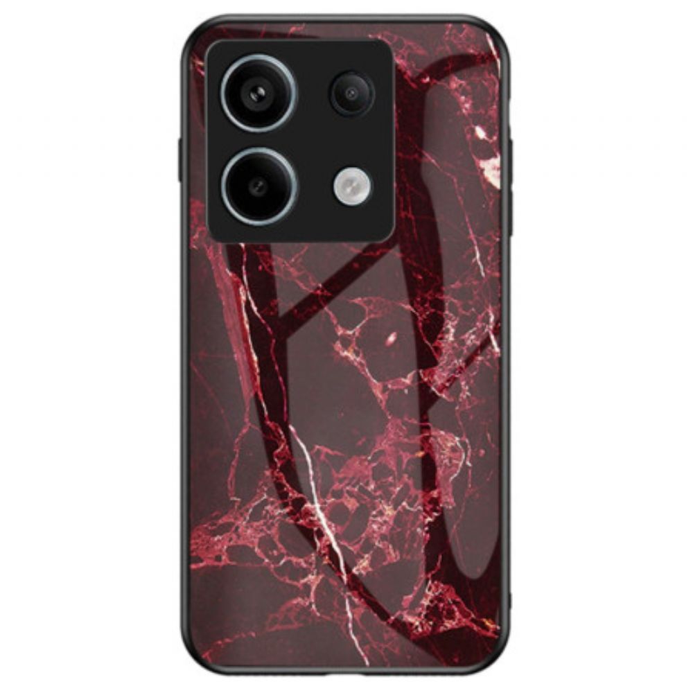 Hoesje Voor Xiaomi Redmi Note 13 Pro 5g Rood Marmer Gehard Glas