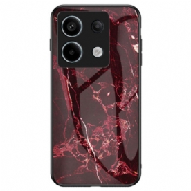 Hoesje Voor Xiaomi Redmi Note 13 Pro 5g Rood Marmer Gehard Glas