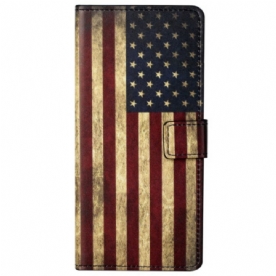 Leren Hoesje Voor Xiaomi Redmi Note 13 Pro 5g Vintage Amerikaanse Vlag