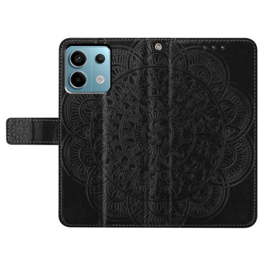 Leren Hoesje Xiaomi Redmi Note 13 Pro 5g Bedrukte Mandala Met Bandje Bescherming Hoesje