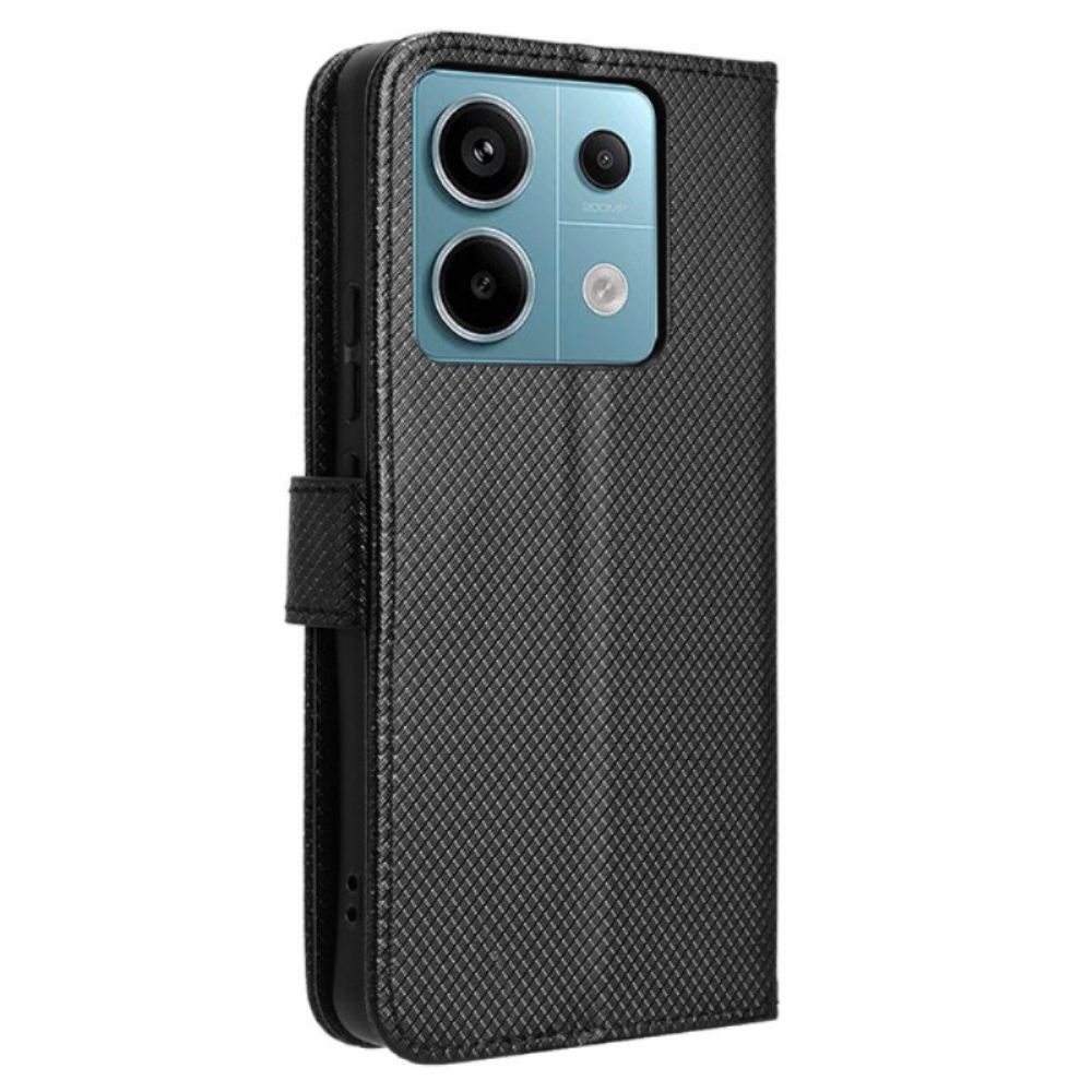 Leren Hoesje Xiaomi Redmi Note 13 Pro 5g Gestippelde Band Bescherming Hoesje