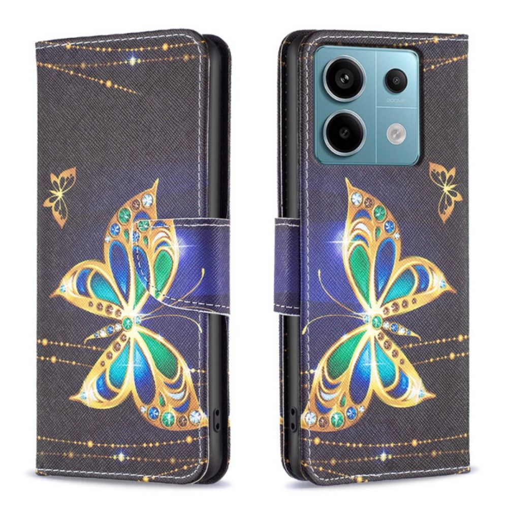 Leren Hoesje Xiaomi Redmi Note 13 Pro 5g Vlinders Sieraden