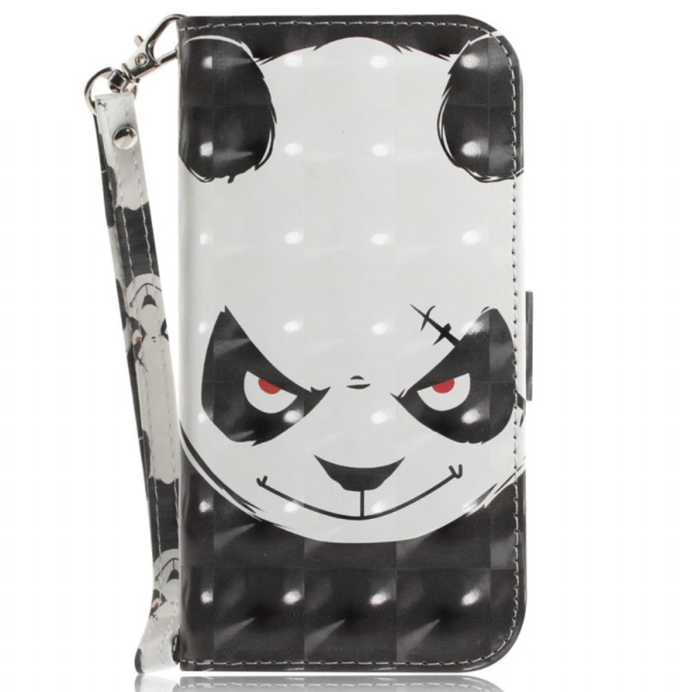 Folio-hoesje voor Realme C35 Met Ketting Boze Panda Met Riem