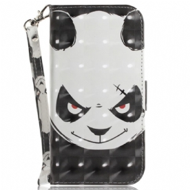 Folio-hoesje voor Realme C35 Met Ketting Boze Panda Met Riem