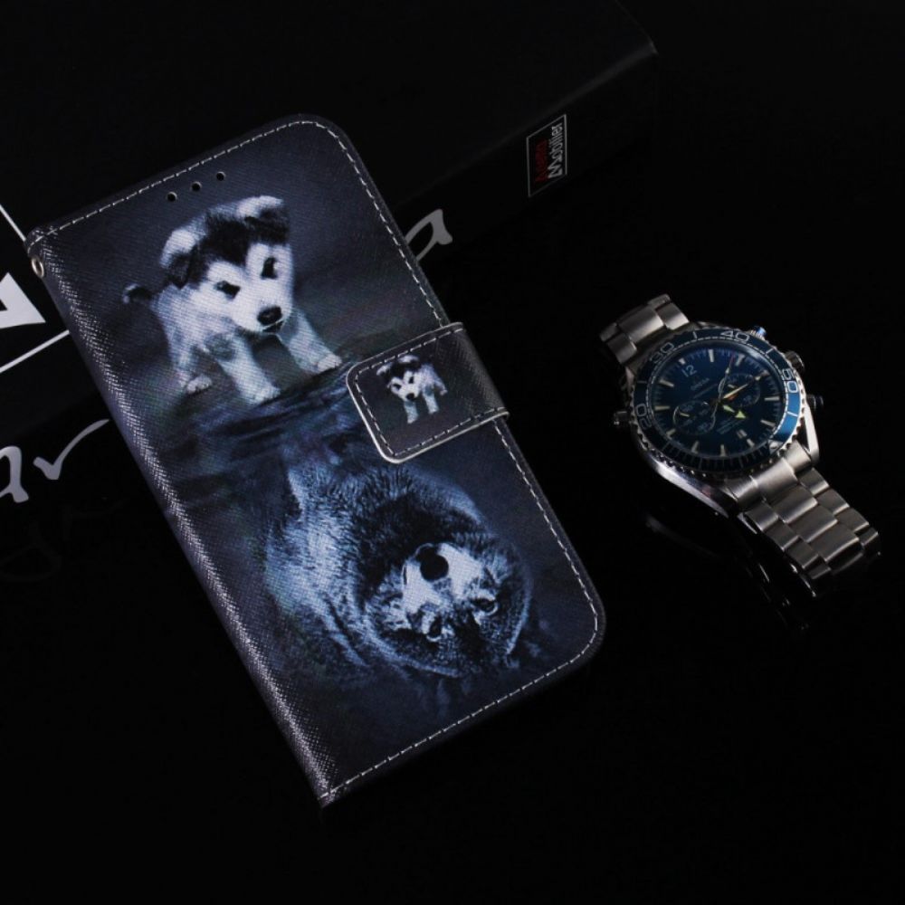 Folio-hoesje voor Realme C35 Wolf Perspectief Puppy