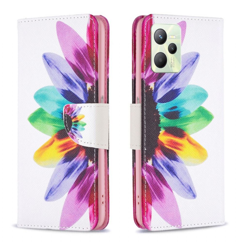 Leren Hoesje voor Realme C35 Aquarel Bloem