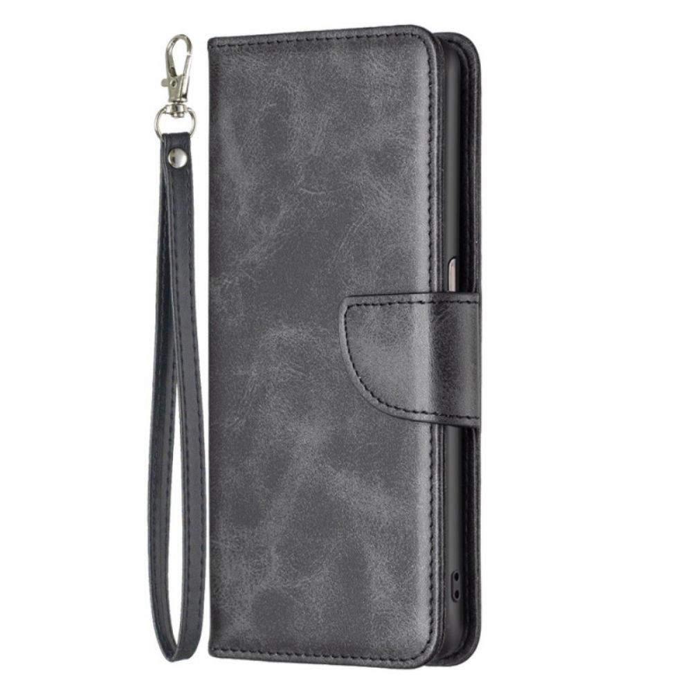 Leren Hoesje voor Realme C35 Met Ketting Folio-hoesje Gladde Schuine Klep Met Riem