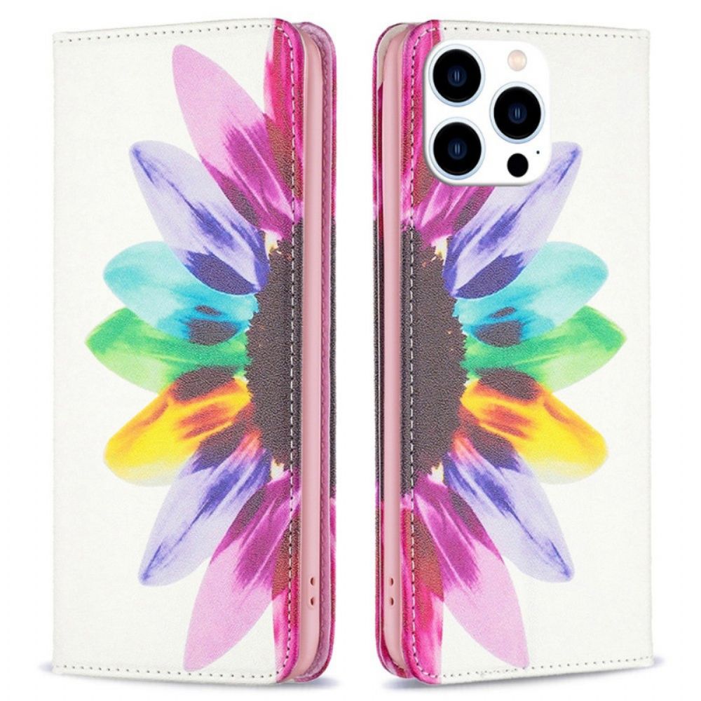 Bescherming Hoesje voor iPhone 14 Pro Folio-hoesje Aquarel Bloem