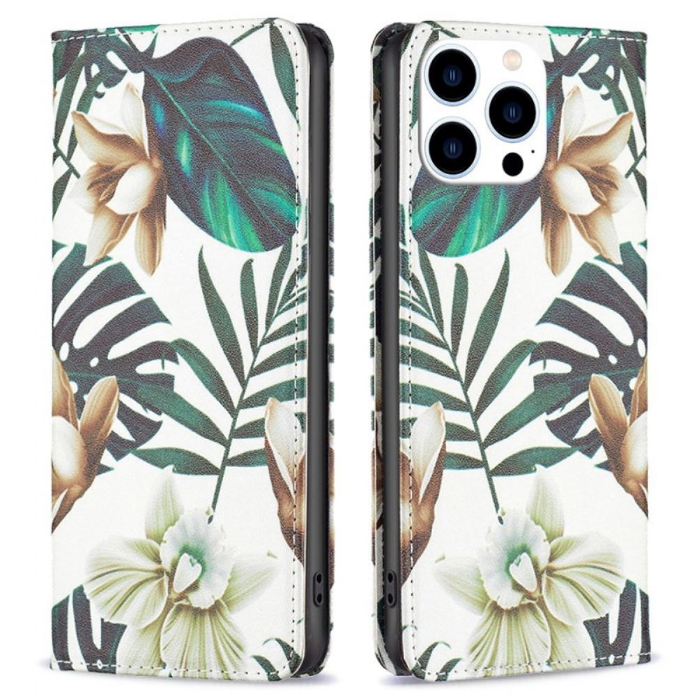 Bescherming Hoesje voor iPhone 14 Pro Folio-hoesje Bladeren